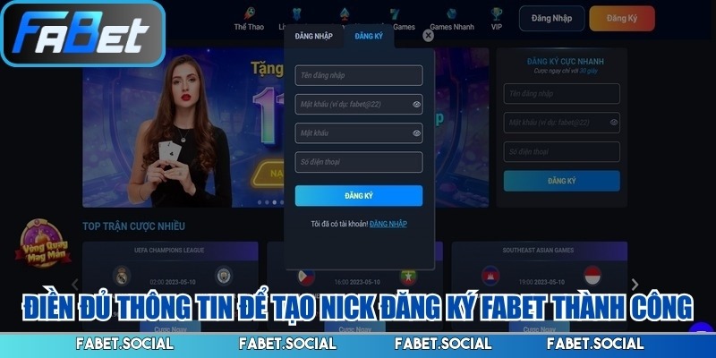Đăng Ký FABET Dễ Dàng, Hướng Dẫn Chi Tiết Từ A Đến Z Điền đủ thông tin để tạo nick đăng ký FABET thành công